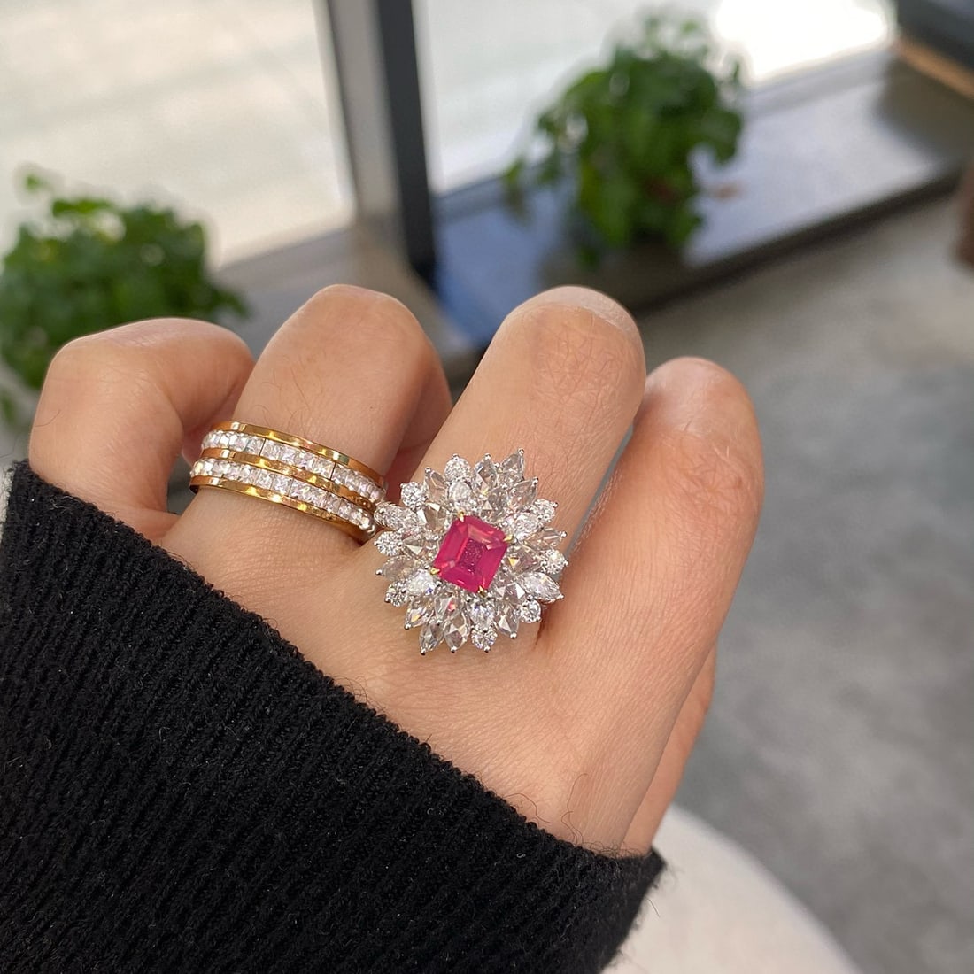 14k Gold 4.10 Ctw Natural Spinel & Diamond Ring/pendant( Without Chain ) - 4