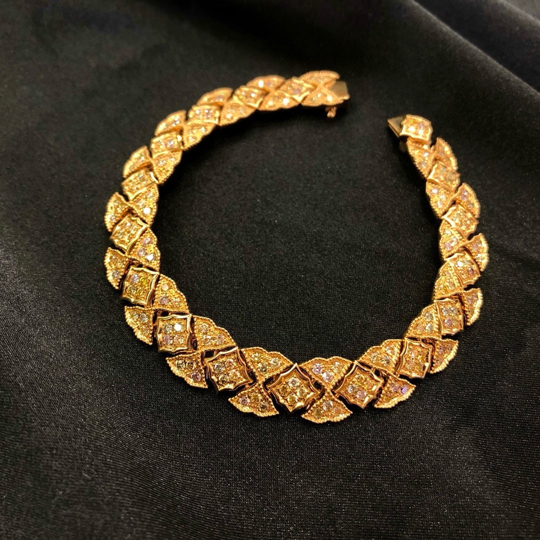 14k Gold 2.80 Ct Natural Color Diamond Bracelet (1 of 7)