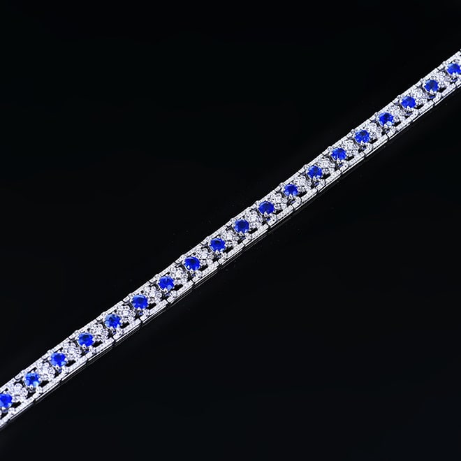 14k Gold 6.65 Ctw Natural Sapphire & Diamond Bracelet - 3