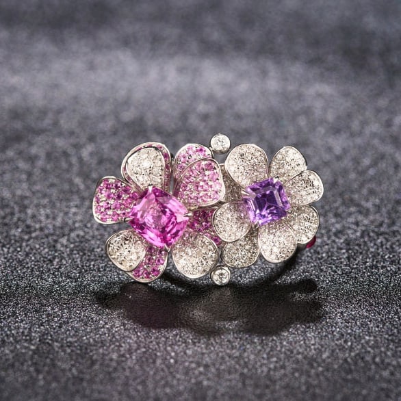 14k Gold 2.99 Ctw Natural Sapphire & Diamond Ring/brooch/pendant( Without Chain ): Ref:230974014 // gold content:14k gold // ring size:7. 25us // // main gemstone:sapphire // shape:multiply // carat weight:2. 42ct // color:color // treatment:natural // // adjacent gemstone 2 :