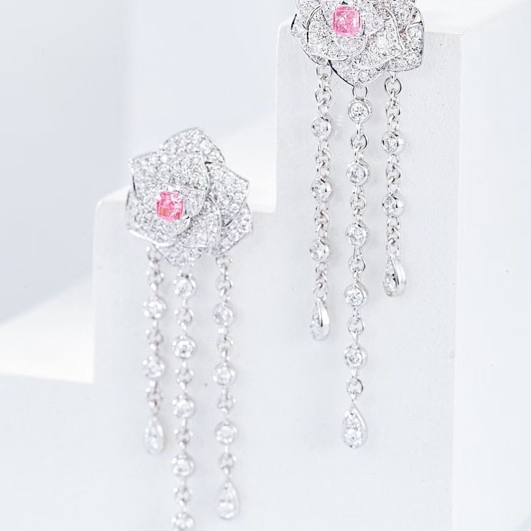 14k Gold 2.15 Ctw Natural Pink Diamond & Diamond Earrings (1 of 7)