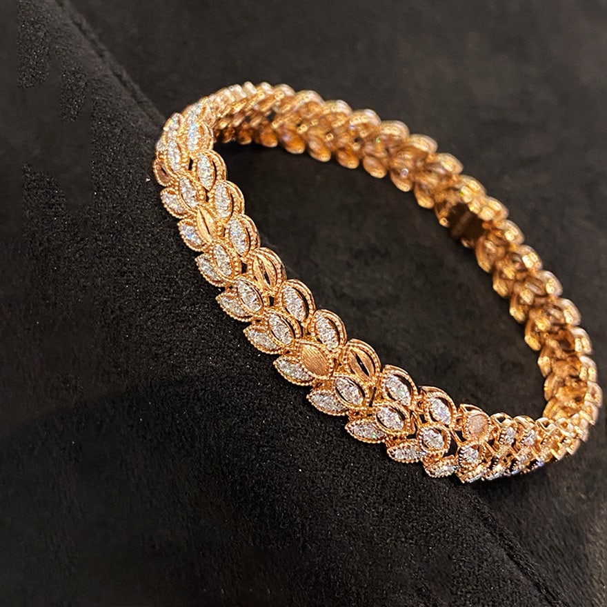 14k Gold 1.30 Ct Natural H Diamond Bracelet (1 of 8)