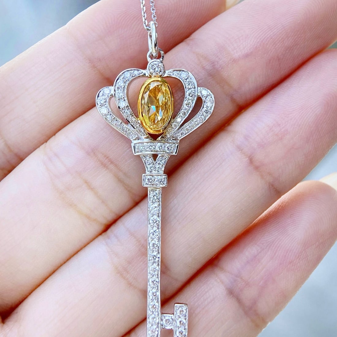 Gia Certified 14k Gold 1.64 Ctw Natural Yellow Diamond & Diamond Necklace: Ref:230974118 // gold content:14k gold // main gemstone:yellow diamond // certified:gia // shape:oval // carat weight:1. 07ct // clarity grade:vs2 // color:yellow // treatment:natural //