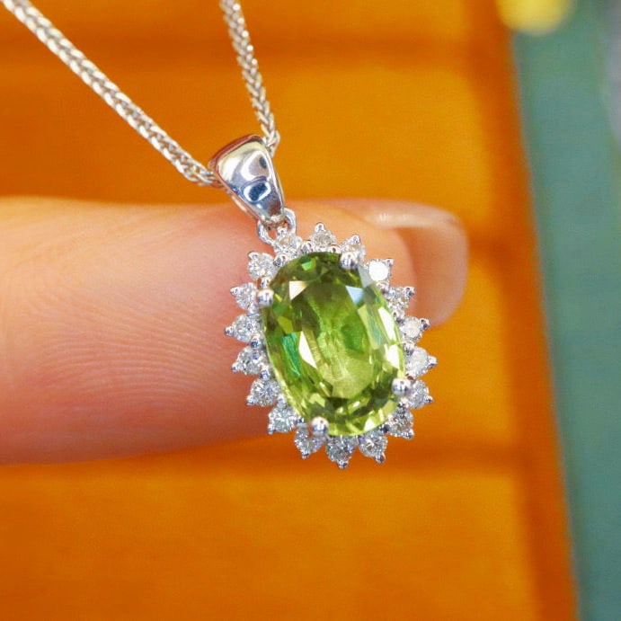 14k Gold 1.70 Ctw Natural Sapphire & Diamond Pendant( Without Chain ) - 2