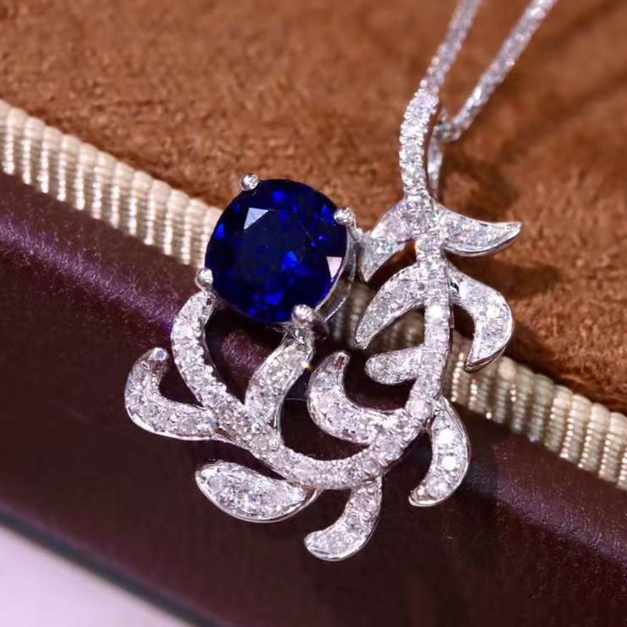 14k Gold 1.06 Ctw Natural Sapphire & Diamond Pendant( Without Chain ): Ref:230974139 // gold content:14k gold // main gemstone:sapphire // shape:cushion // carat weight:0. 82ct // color:blue // treatment:natural // // adjacent gemstone 2 : diamond // shape:round //