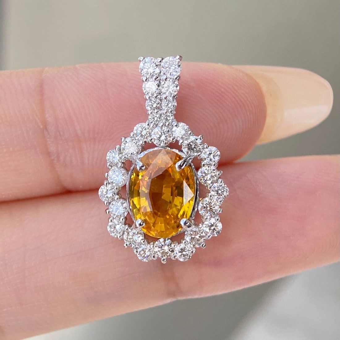 14k Gold 4.08 Ctw Natural Sapphire & Diamond Pendant( Without Chain ) - 2