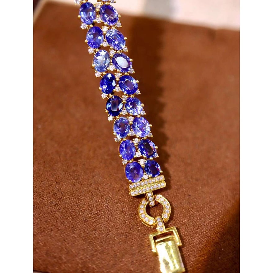 14k Gold 19.96 Ctw Natural Sapphire & Diamond Bracelet - 5