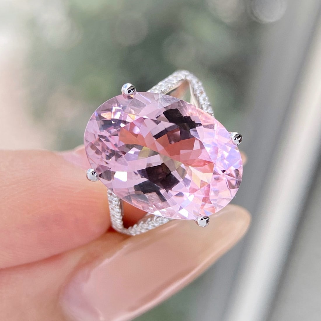 14k Gold 7.06 Ctw Natural Morganite & Diamond Ring - 2