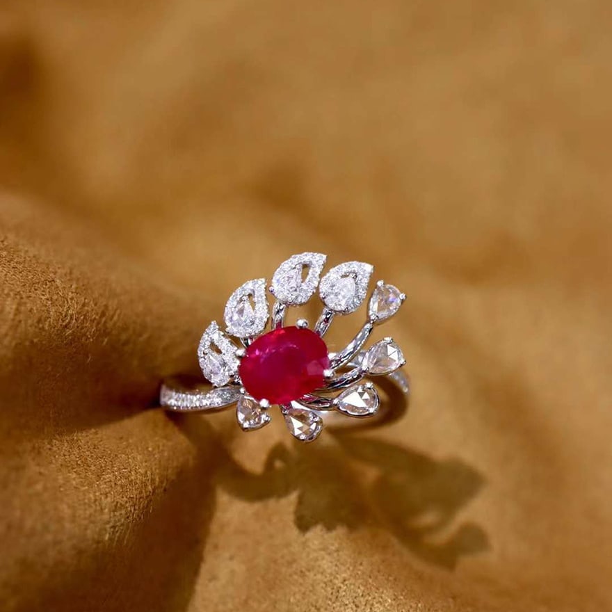 14k Gold 1.46 Ctw Natural Ruby & Diamond Ring - 4