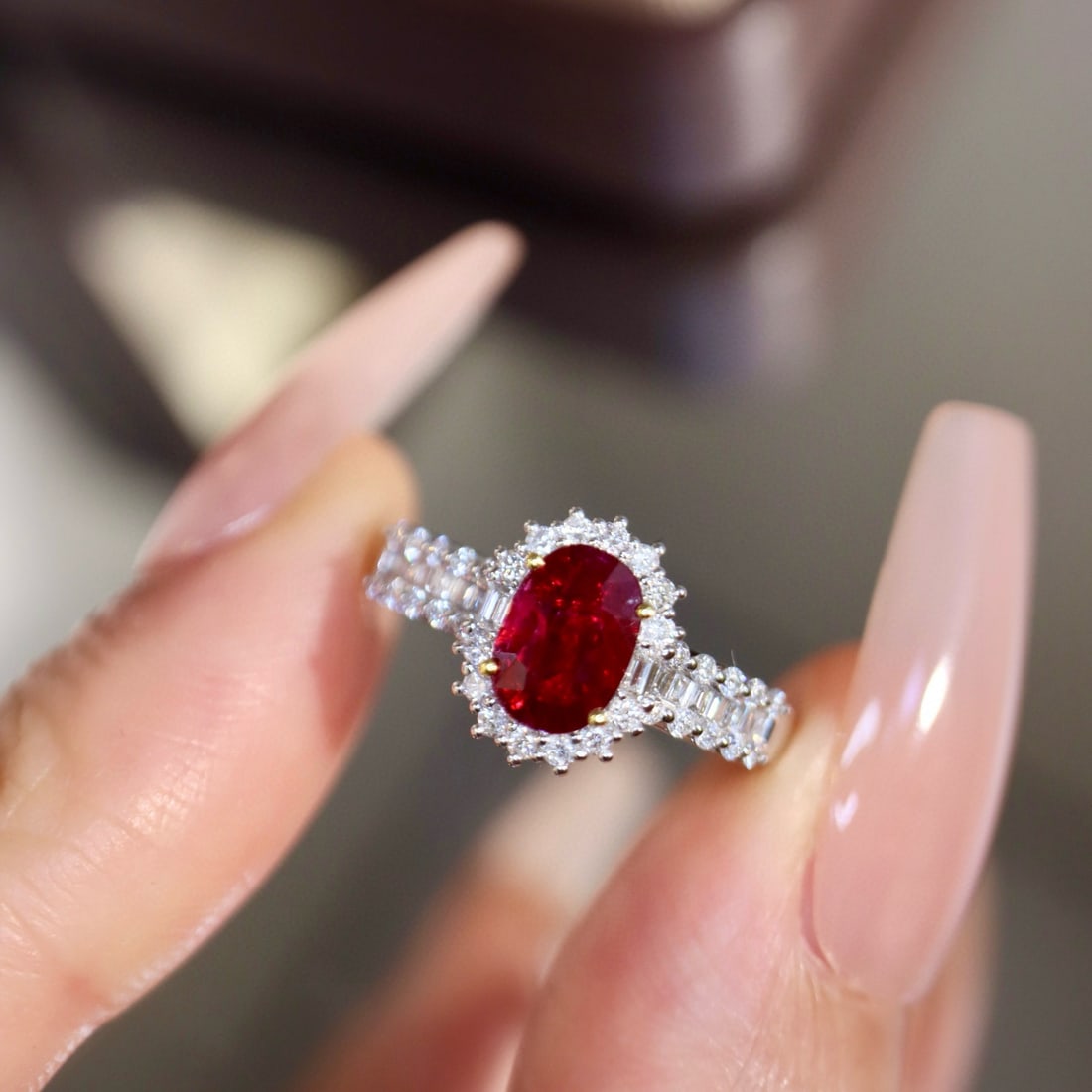 14k Gold 1.19 Ctw Natural Ruby & Diamond Ring: Ref:230974314 // gold content:14k gold // ring size:7. 25us // // main gemstone:ruby // shape:oval // carat weight:0. 85ct // color:red // treatment:natural // // adjacent gemstone 2 : diamond // shap