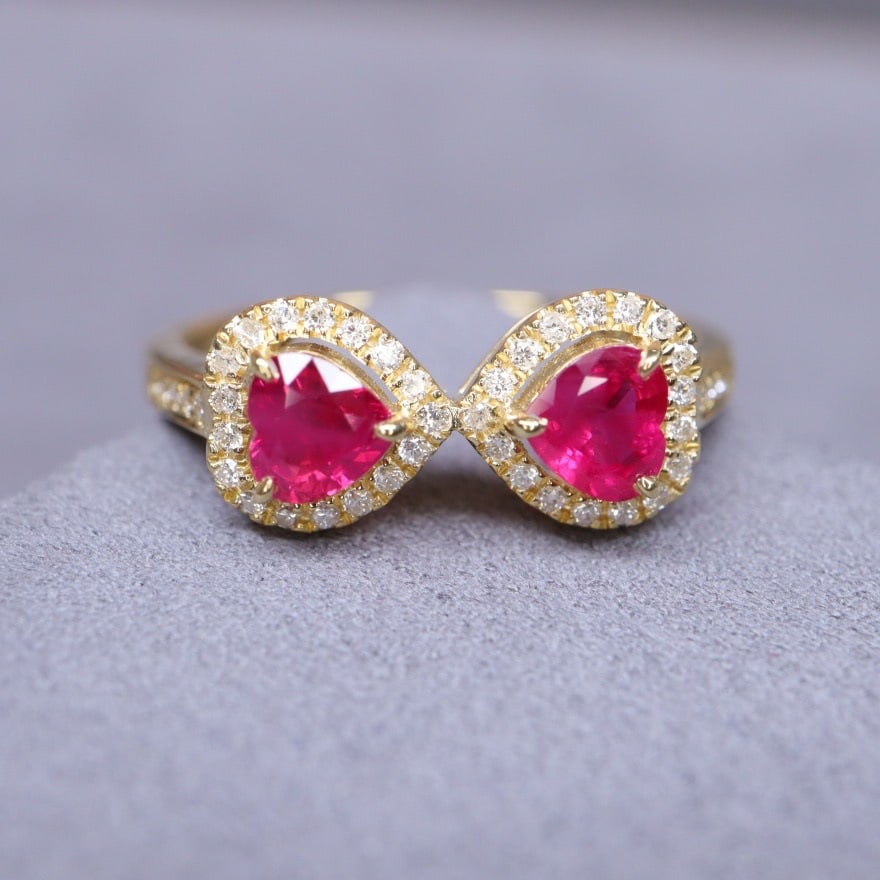 14k Gold 0.64 Ctw Natural Ruby & Diamond Ring - 2