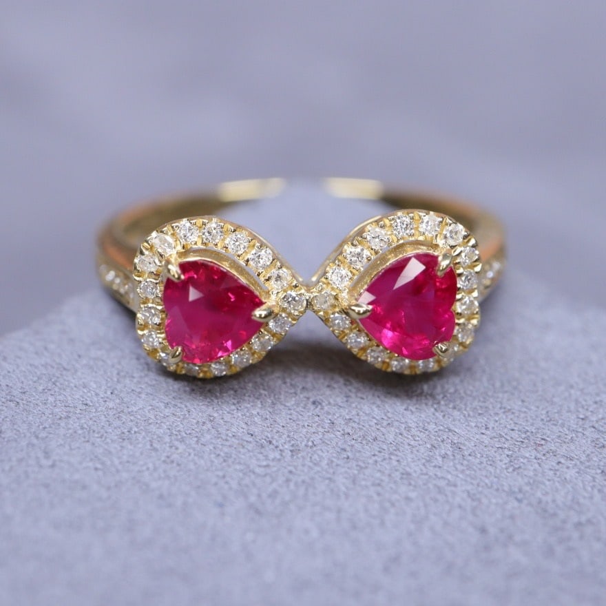 14k Gold 0.64 Ctw Natural Ruby & Diamond Ring - 4
