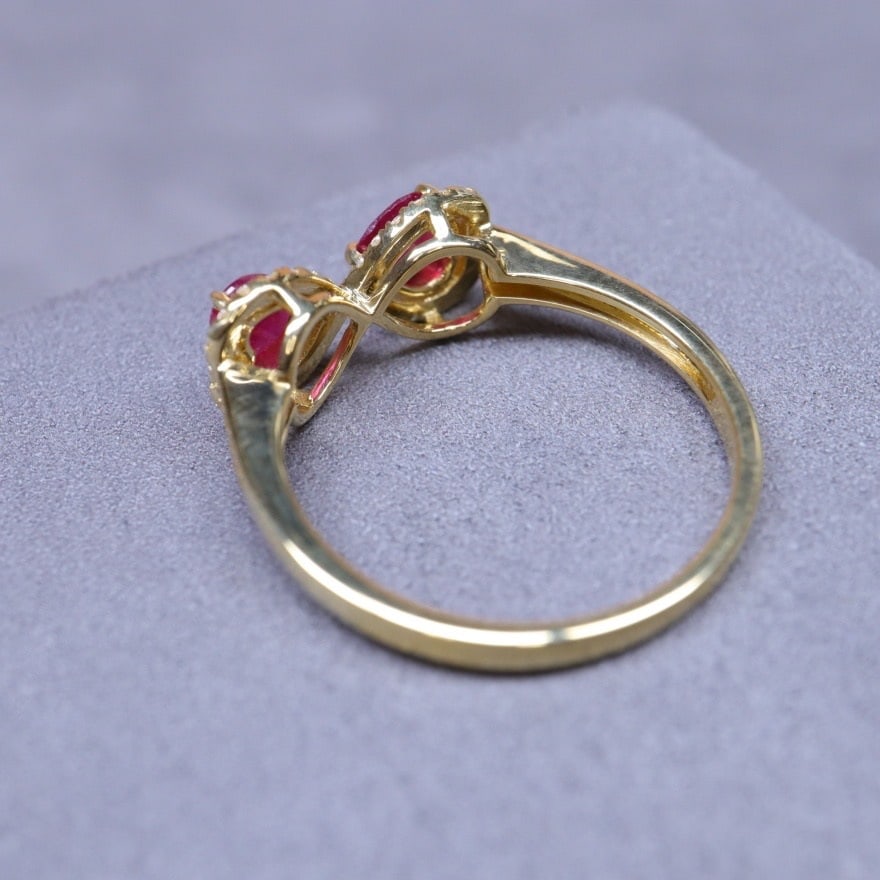 14k Gold 0.64 Ctw Natural Ruby & Diamond Ring - 7
