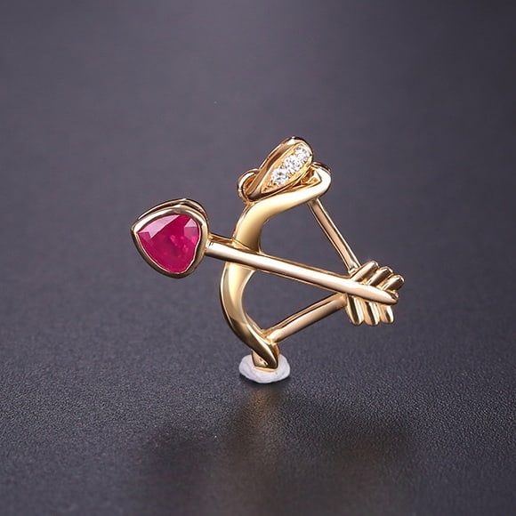 14k Gold 0.31 Ctw Natural Ruby & Diamond Pendant( Without Chain ): Ref:230974336 // gold content:14k gold // main gemstone:ruby // shape:heart // carat weight:0. 3ct // color:red // treatment:natural // // adjacent gemstone 2 : diamond // shape:round // carat