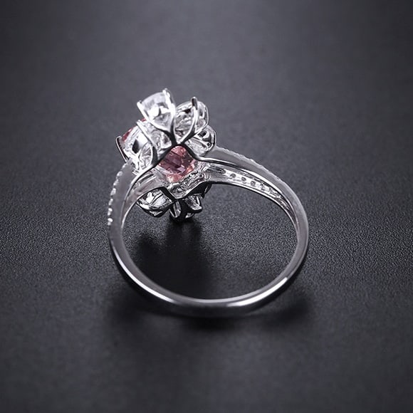 14k Gold 2.82 Ctw Natural Morganite & Sapphire Ring - 2