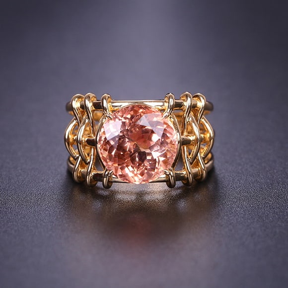 14k Gold 5 Ct Natural Tourmaline Ring: Ref:230974412 // gold content:14k gold // ring size:7. 25us // // main gemstone:tourmaline // shape:round // carat weight:5ct // color:orange // treatment:natural // cut grade:g // Condition: