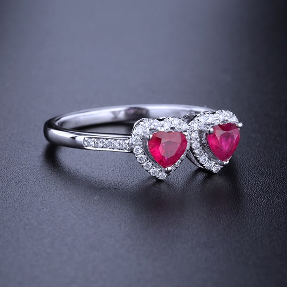 14k Gold 0.64 Ctw Natural Ruby & Diamond Ring - 2