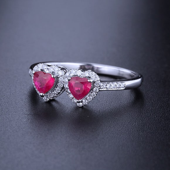 14k Gold 0.64 Ctw Natural Ruby & Diamond Ring - 3