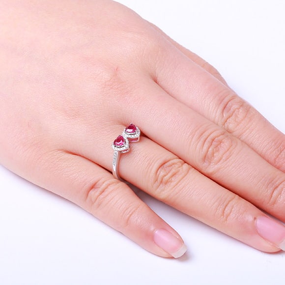 14k Gold 0.64 Ctw Natural Ruby & Diamond Ring - 5