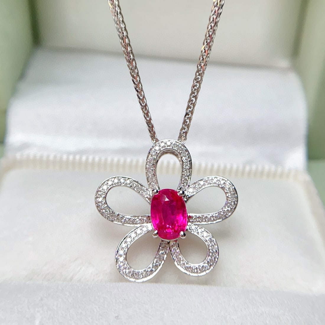 14k Gold 1.10 Ct Natural Ruby & Diamond Pendant( Without Chain ): Ref:230974428 // gold content:14k gold // main gemstone:ruby // shape:oval // carat weight:1. 10ct // color:red // treatment:natural // // adjacent gemstone 2 : diamond // number of stones:82 //