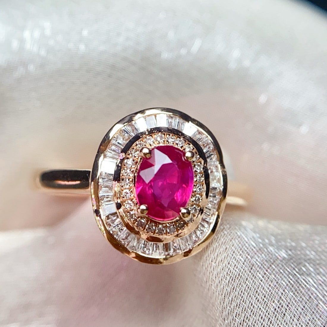 14k Gold 0.58 Ct Natural Ruby & Diamond Ring - 2
