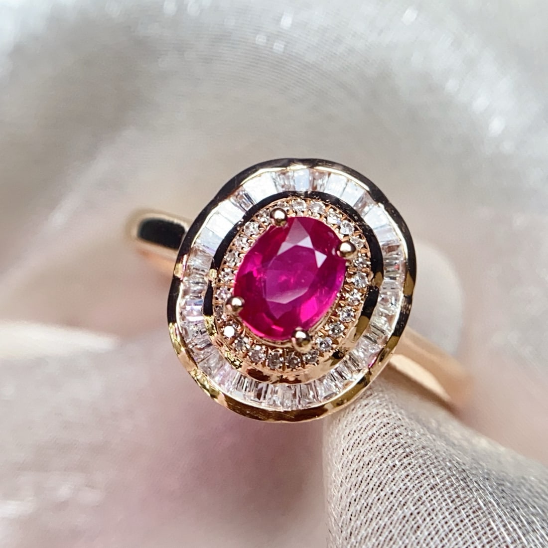 14k Gold 0.58 Ct Natural Ruby & Diamond Ring - 4