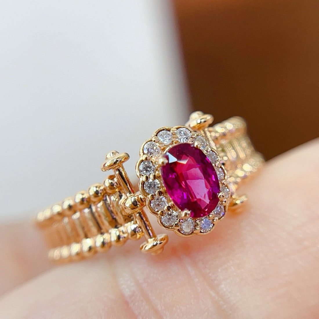 14k Gold 0.65 Ct Natural Ruby & Diamond Ring - 4