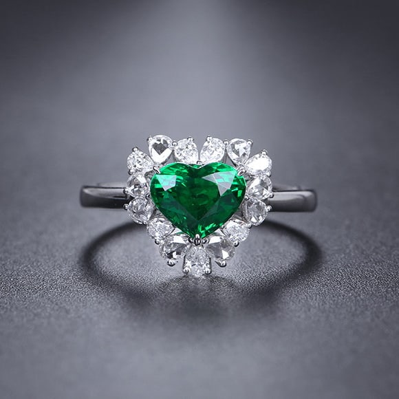 14k Gold 2.01 Ctw Vivid Green Natural Tsavorite & Diamond Ring (1 of 8)