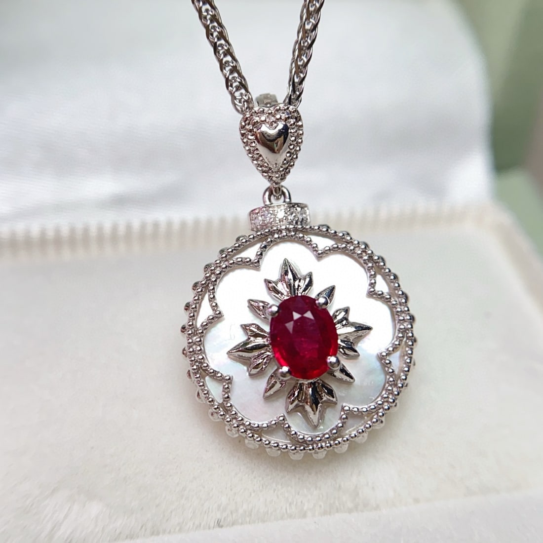 14k Gold 0.45 Ct Vivid Red Natural Ruby & Diamond Pendant( Without Chain ) (1 of 7)