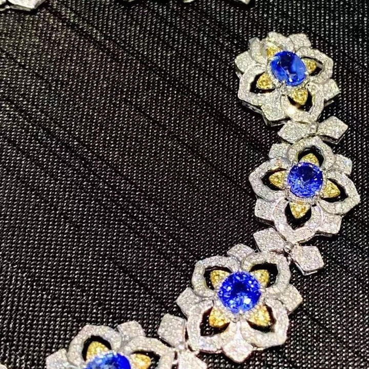 14k Gold 5.6 Ct Natural Sapphire & Diamond Bracelet - 2