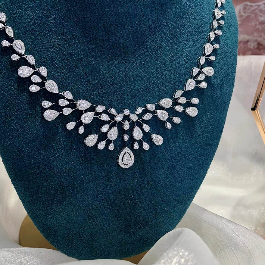 14k Gold 3.56 Ct Natural H Diamond Necklace - 2