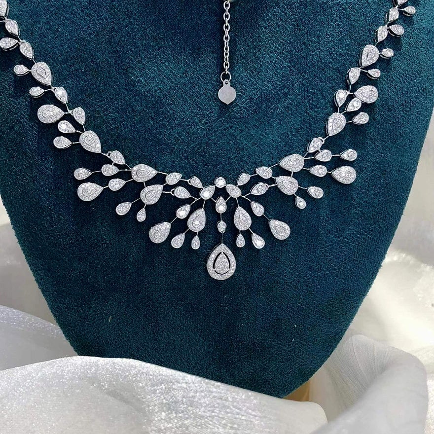 14k Gold 3.56 Ct Natural H Diamond Necklace - 3