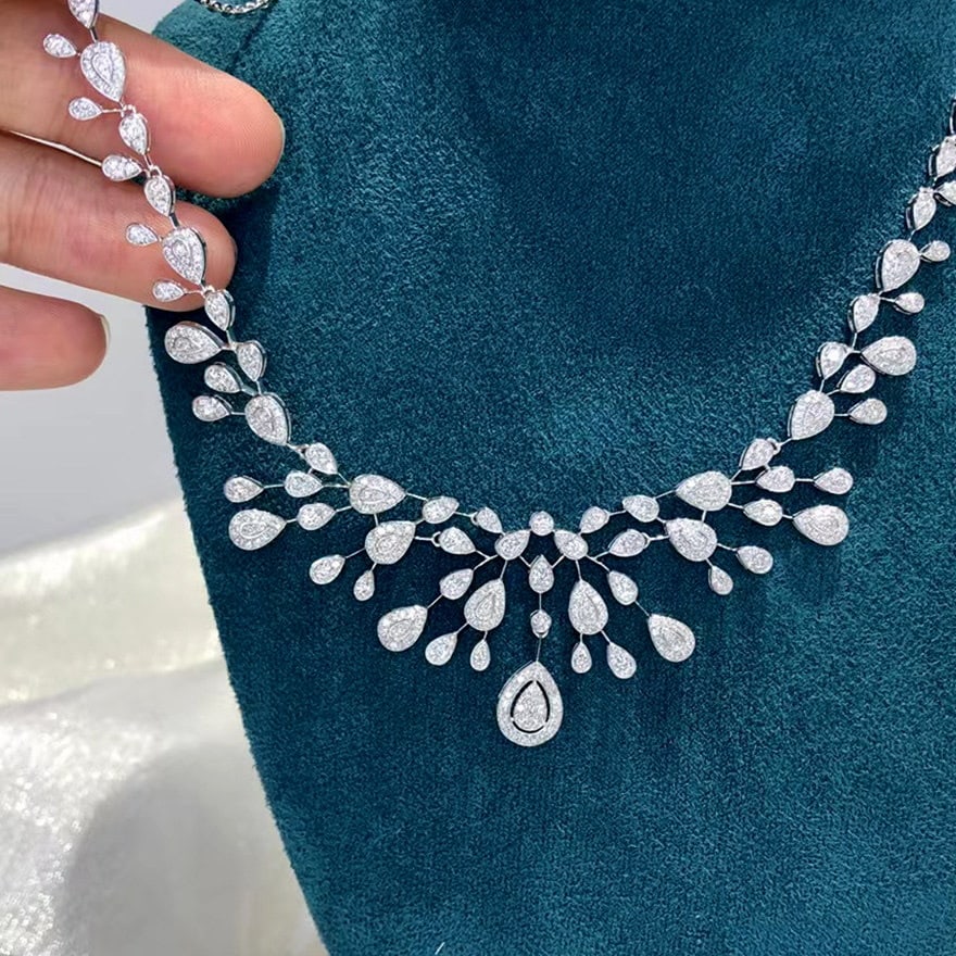 14k Gold 3.56 Ct Natural H Diamond Necklace - 4