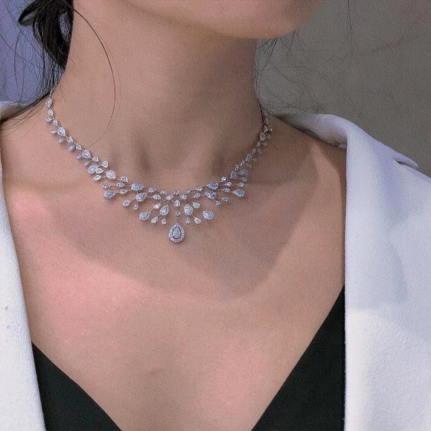 14k Gold 3.56 Ct Natural H Diamond Necklace - 5