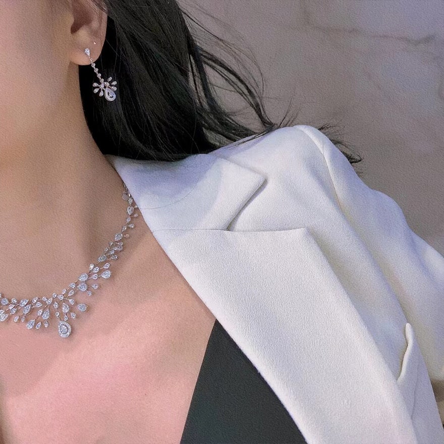 14k Gold 3.56 Ct Natural H Diamond Necklace - 7