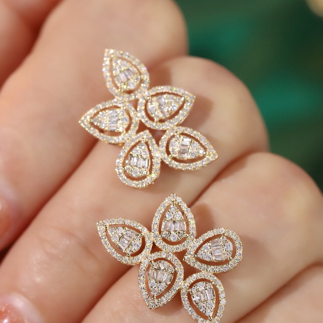 14k Gold 0.90 Ct Natural H Diamond Earrings - 6