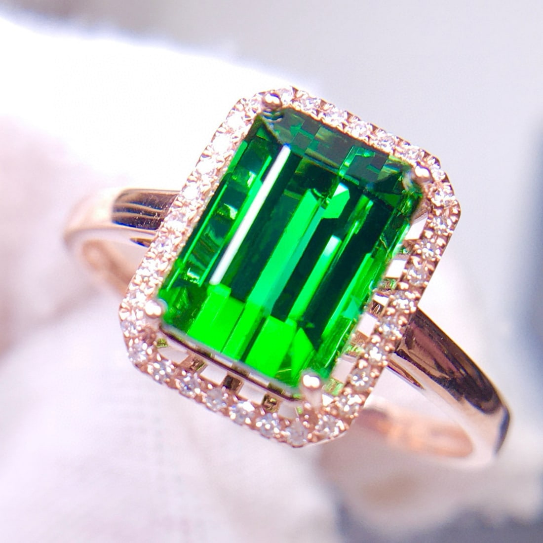 14k Gold 2.3 Ct Natural Tourmaline & Diamond Ring - 5