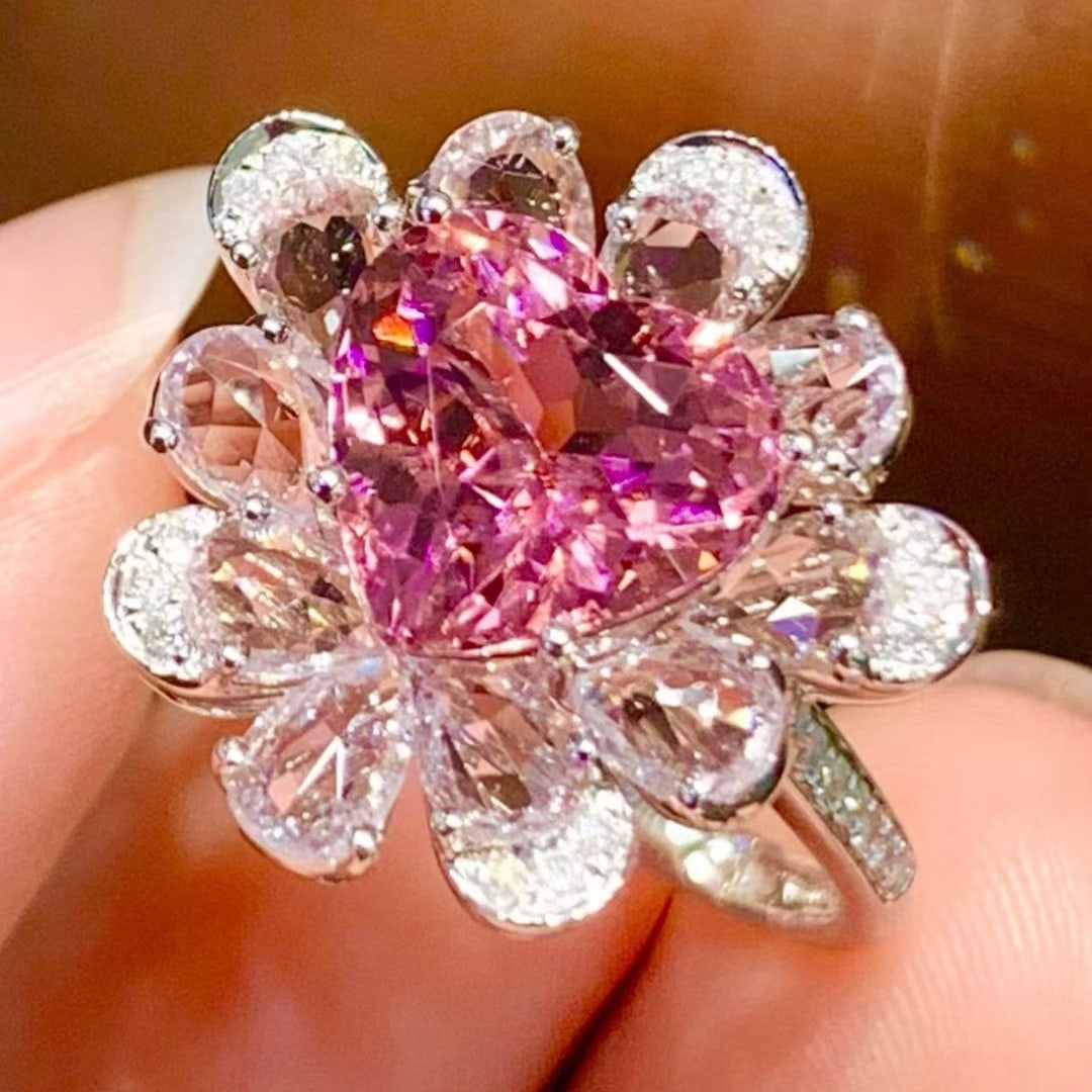 14k Gold 2.5 Ct Natural Tourmaline & Diamond Ring - 4