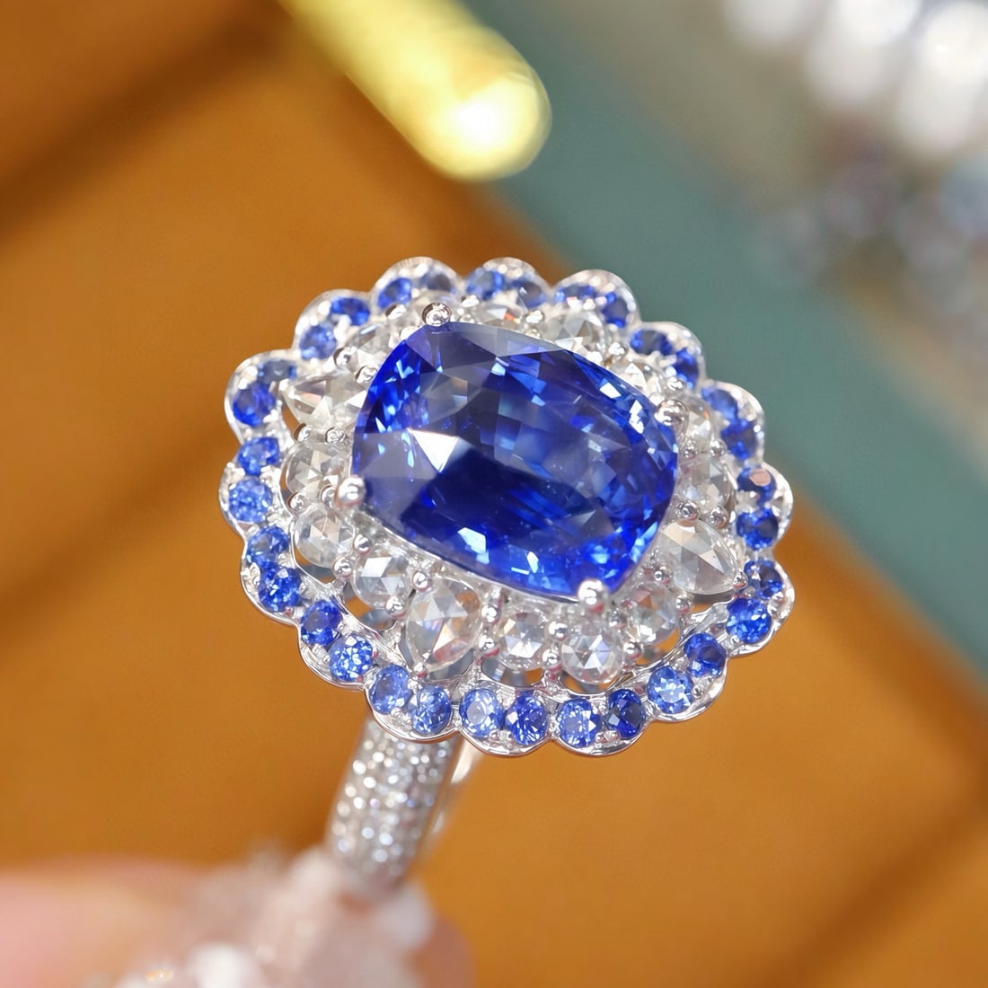 14k Gold 2.93 Ctw Natural Sapphire & Diamond Ring - 2
