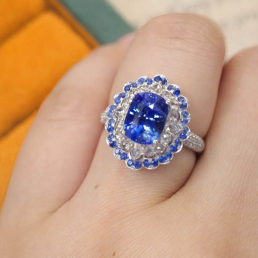 14k Gold 2.93 Ctw Natural Sapphire & Diamond Ring - 5