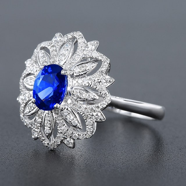 14k Gold 1.61 Ctw Natural Sapphire & Diamond Ring - 2