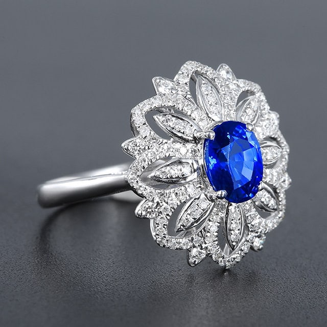 14k Gold 1.61 Ctw Natural Sapphire & Diamond Ring - 3