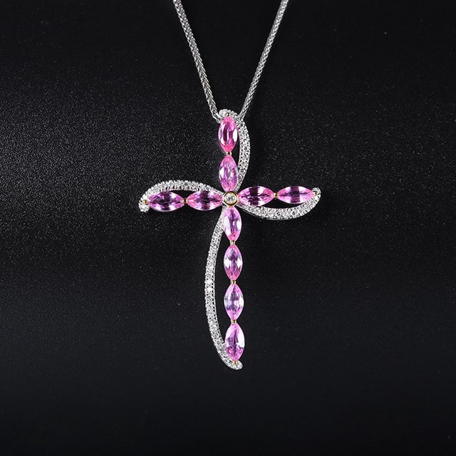 14k Gold 2.07 Ctw Natural Sapphire & Diamond Pendant( Without Chain ): Ref:231131035 // gold content:14k gold // main gemstone:sapphire // shape:marquise // carat weight:1. 9ct // color:pink // treatment:natural // // adjacent gemstone 2 : diamond // number of
