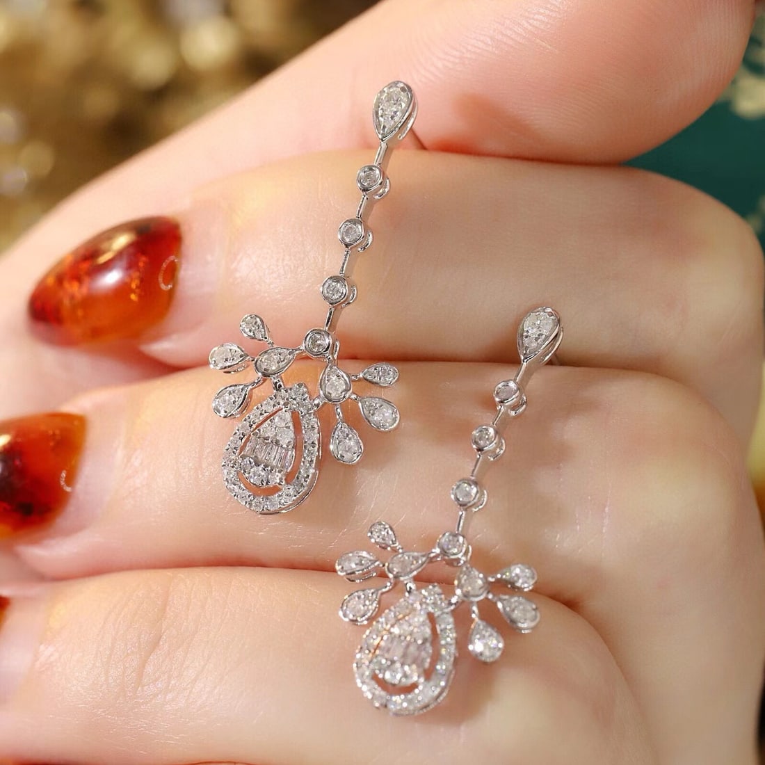 14k Gold 0.6 Ct Natural H Diamond Earrings - 5