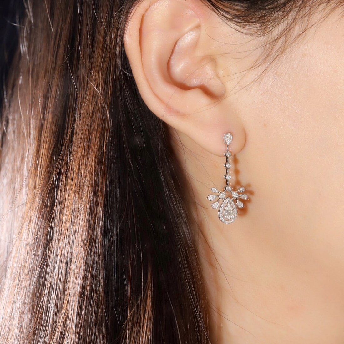 14k Gold 0.6 Ct Natural H Diamond Earrings - 7