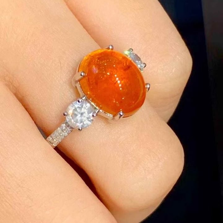 14k Gold 8.2 Ctw Natural Spessartine & Diamond Ring - 5