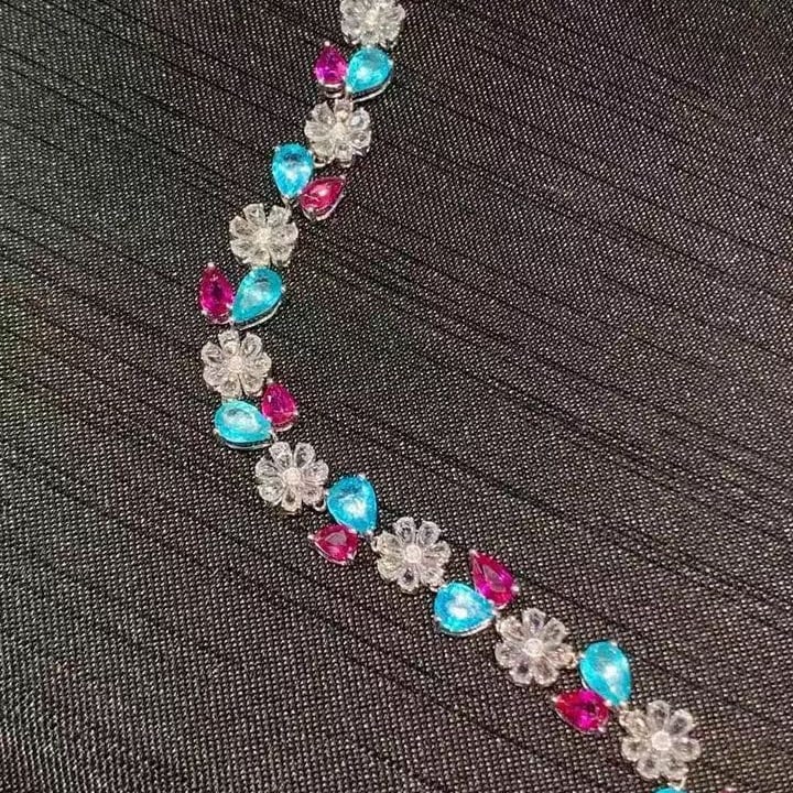 14k Gold 9.3 Ct Natural Paraiba Tourmaline & Ruby Bracelet - 5