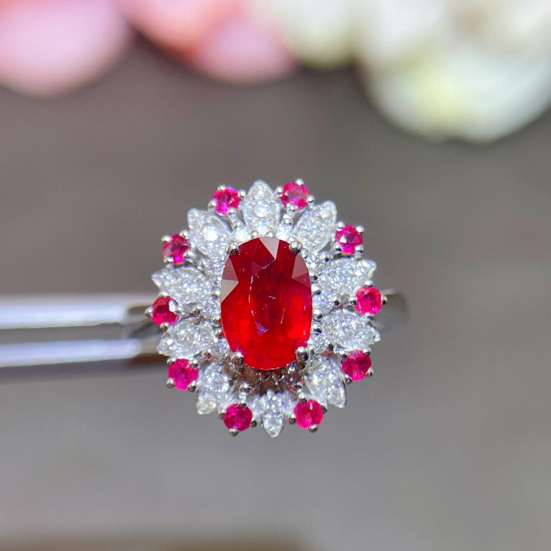 14k Gold 1.25 Ctw Natural Ruby & Diamond Ring: Ref:231131066 // gold content:14k gold // ring size:7. 25us // // main gemstone:ruby // shape:multiple // carat weight:1. 01ct // color:red // treatment:natural // // adjacent gemstone 2 : diamond //