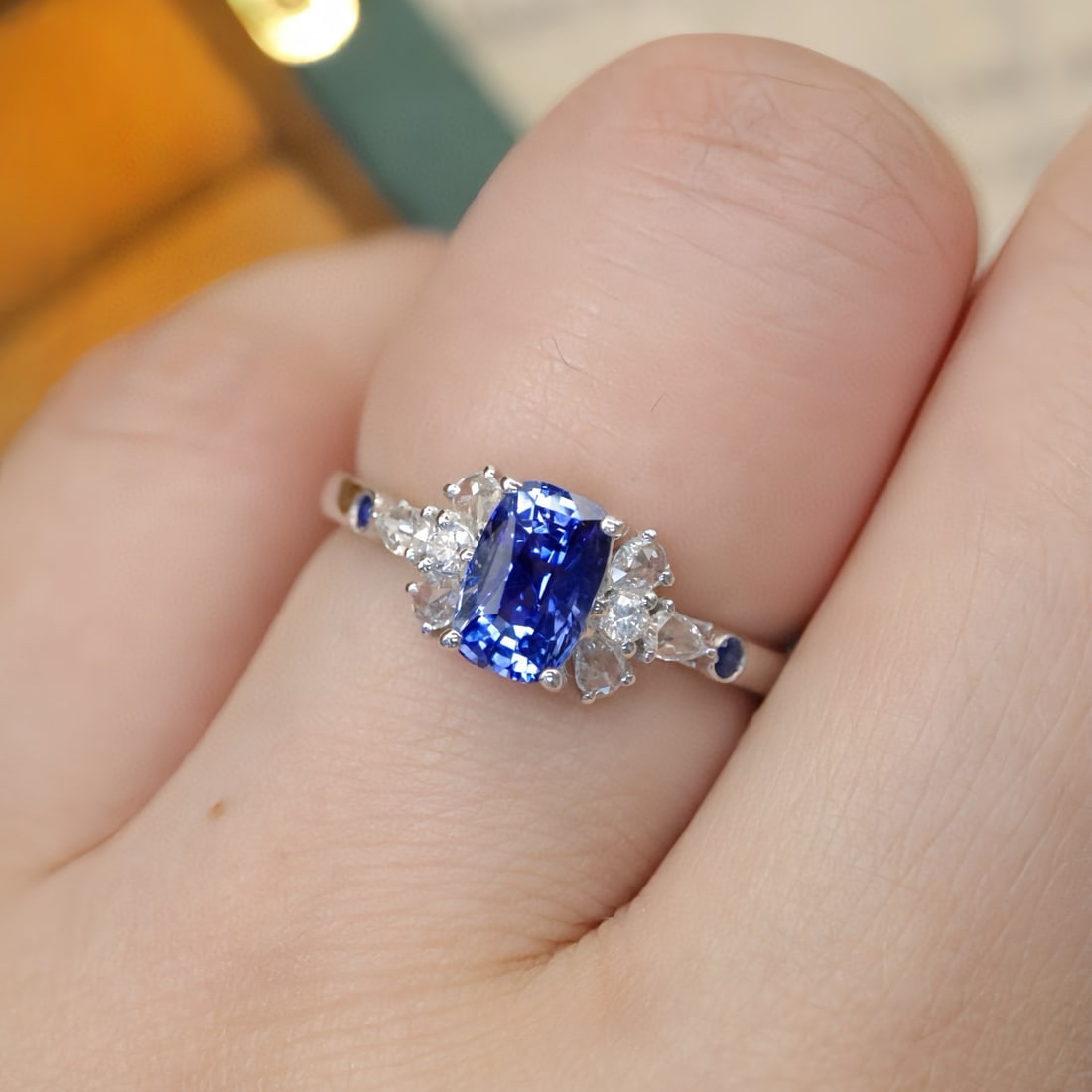 14k Gold 1.20 Ctw Natural Sapphire & Diamond Ring - 5