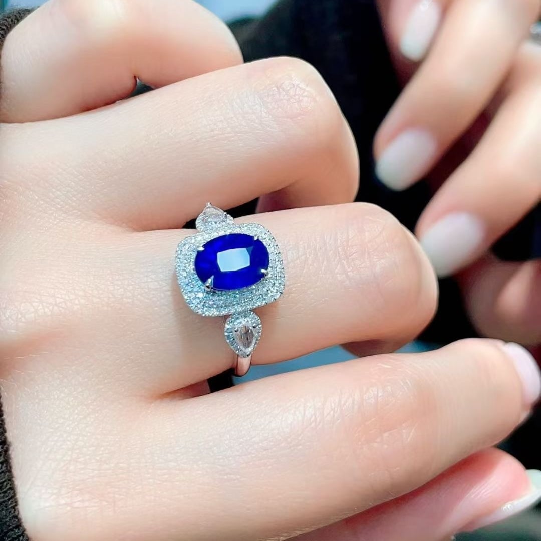 14k Gold 2.48 Ctw Natural Sapphire & Diamond Ring - 3